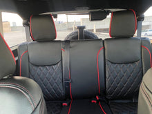 Load image into Gallery viewer, Fits 2015-2017 JEEP WRANGLER JK CUSTOM LEATHER SEAT COVERS BLACK &amp; RED DIAMOND