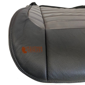 02 Harley Davidson Driver Bottom leather/Vinyl perf Seat Cover 2 Tone Black/Gray
